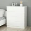 Commode blanche moderne 4 tiroirs, format compact MARFA