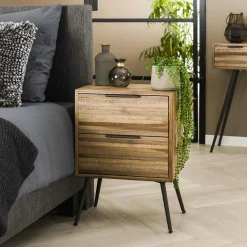 Commode bois noir et rotin 3 tiroirs PALMA 2