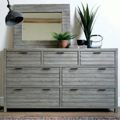 Commode bois recyclé grisé 7 tiroirs SIENNE