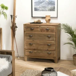 Commode de chambre en bois de pin recyclé DENVER