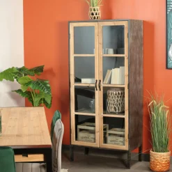 Commode en teck recyclé 3 tiroirs tressage coco SWING