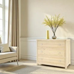 Commode exotique bois massif hévéa 3 tiroirs GALA