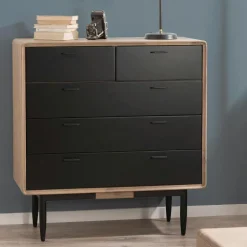 Commode noire bois massif PALMEIRA