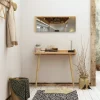 Console bureau effet chêne avec miroir rectangulaire MARFA