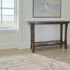 Console Chinoise Hévéa double plateaux - dont un ajouré - et pieds galbés 115x40x76cm MAORI