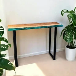 Console epoxy lagon et bois d'acacia BORA