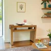 Console Hévéa 2 niches intégrées dans son double plateaux 110x40x78cm OLGA