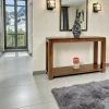 Console hévéa double plateaux 120cm HELENA