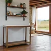 Console Hévéa double plateaux 110x35x85cm HELENA