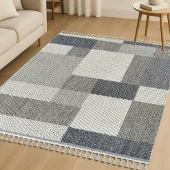 Coussin bohème multicolore – motif kilim, fond beige IZMIR