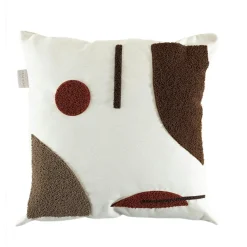Coussin de canapé bouclette – motif abstrait marron IZMIR