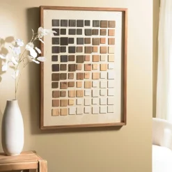 Décoration murale bois et tissu décor 3 mosaïques 42 x 62 cm DENVER