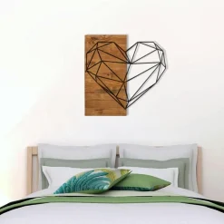 Décoration murale chambre – cœur métal et bois
