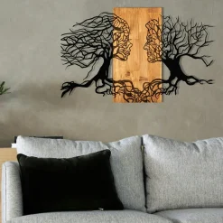 Décoration murale chambre – visages stylisés métal et bois