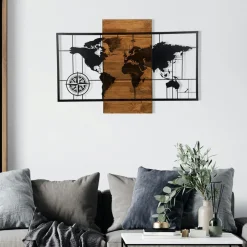 Décoration murale en métal et bois – arbre de vie