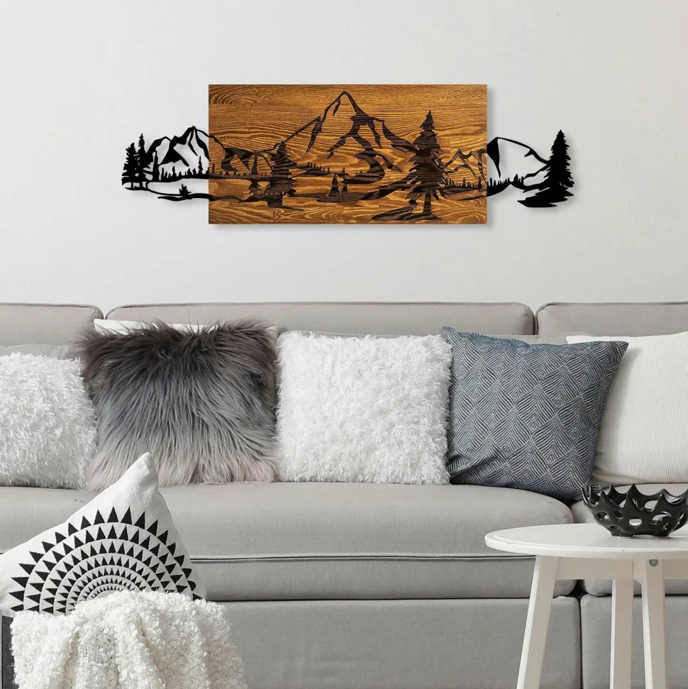 Décoration murale en métal et bois – arbre de vie