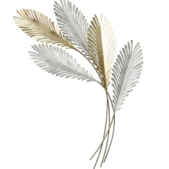 Décoration murale en métal bouquet blanc et or