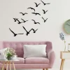 Décoration murale nature – oiseaux métal noir (lot de 11)