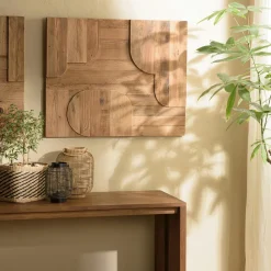 Décoration murale pin recyclé 6 éléments géométriques DENVER