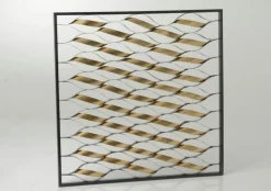 Décoration murale Spirales dorées dans cadre noir métal 90x90cm