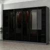 Dressing design 6 portes, verre noir & cadre anthracite BYRON