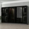 Dressing XXL 5 penderies, anthracite & verre noir 190 cm BYRON