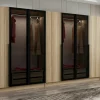 Dressing XXL 2 penderies, effet bois et verre noir BYRON