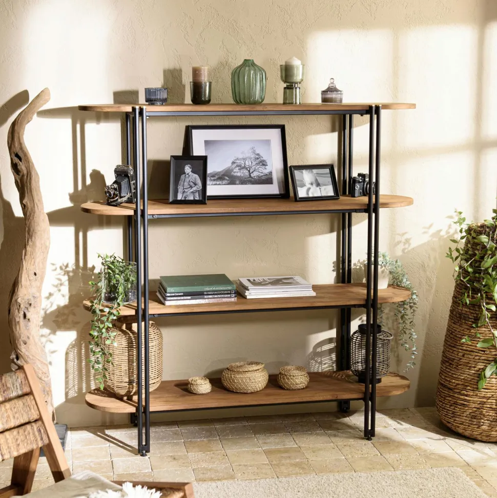 Etagère 5 niveaux en teck massif L140 x H180 cm SWING