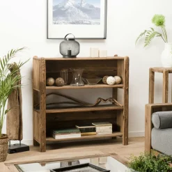 Etagère bibliothèque en bois de pin recyclé 5 niveaux DENVER