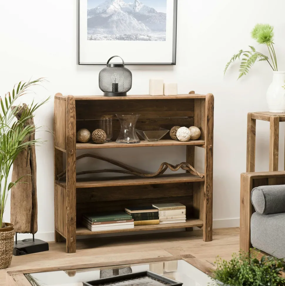 Etagère bibliothèque en bois de pin recyclé 5 niveaux DENVER