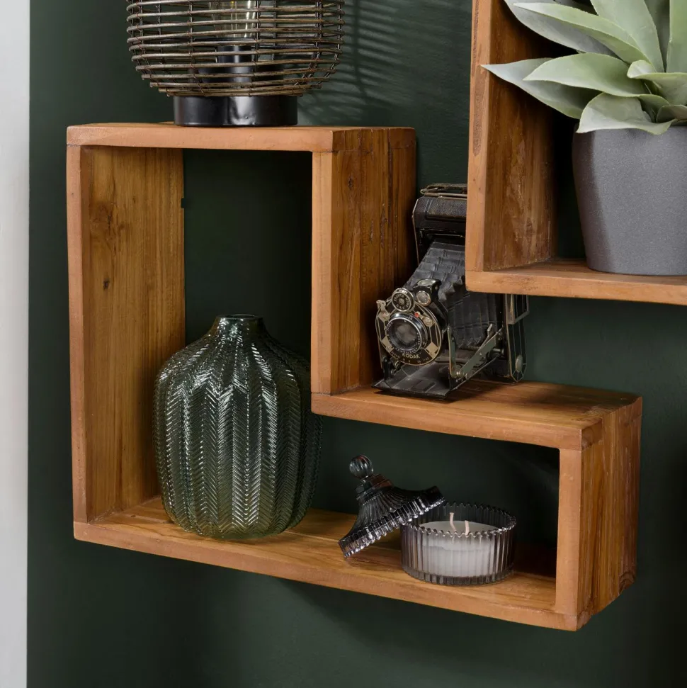 Etagère cube en bois recyclé de teck SWING