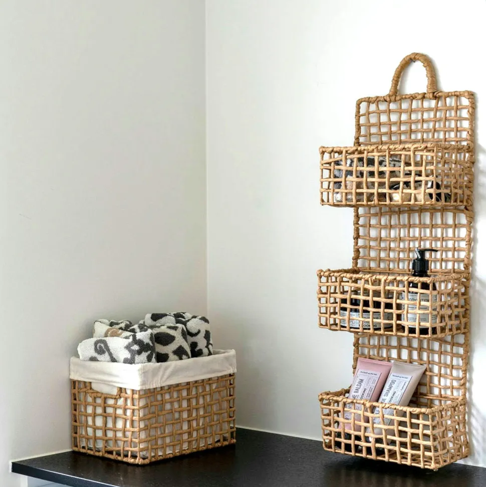 Etagère de rangement verticale en fibres naturelles, 3 paniers TALLINN