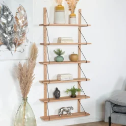 Etagère murale bois massif 6 plateaux (bois blanc) PALERME