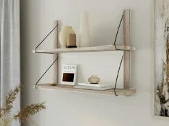 Etagère murale bois massif 2 plateaux (bois blanc) PALERME