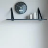 Etagère murale en bois et cuir noir 80 cm TALLINN