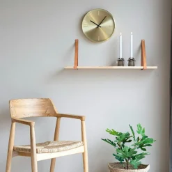 Etagère murale en bois et cuir brun 120 cm TALLINN