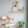 Etagère murale en bois et cuir brun 80 cm TALLINN
