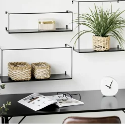 Etagère murale minimaliste en métal noir (lot de 3) TALLINN