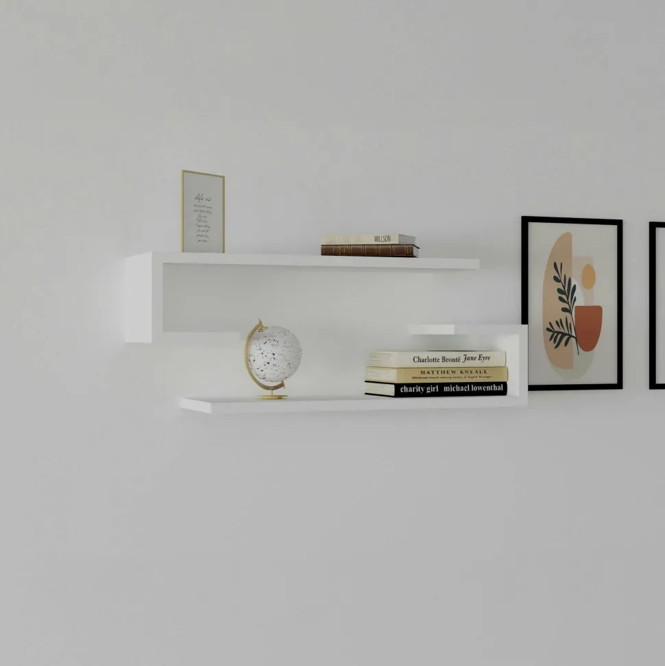 Etagère murale modulable blanche moderne (lot de 4) MARFA