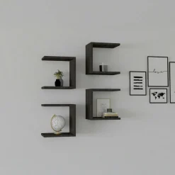 Etagère murale modulable effet bois forme U (lot de 4) MARFA