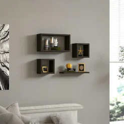 Etagère murale modulable effet bois clair (lot de 4) MARFA