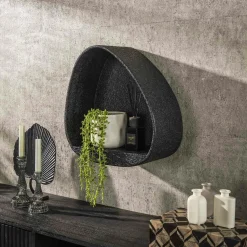 Etagère murale noire forme organique 45 cm TAJ