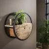 Etagère murale ronde bois recyclé brut 1 tiroir D50 cm CYCLADES