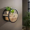Etagère murale ronde bois recyclé brut 1 tiroir D40 cm CYCLADES