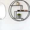 Etagère murale ronde en métal noir et bois Ø62 cm TALLINN