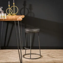 Etagère murale ronde en métal noir et bois Ø62 cm TALLINN