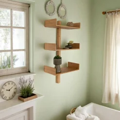 Etagère murale verticale en bambou 3 plateaux avec joues 102 cm TALLINN