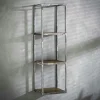 Etagère verticale bois recyclé brut métal vieilli 3 niveaux OMSK