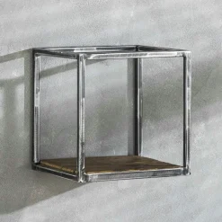 Etagère verticale bois recyclé brut métal vieilli 3 niveaux OMSK