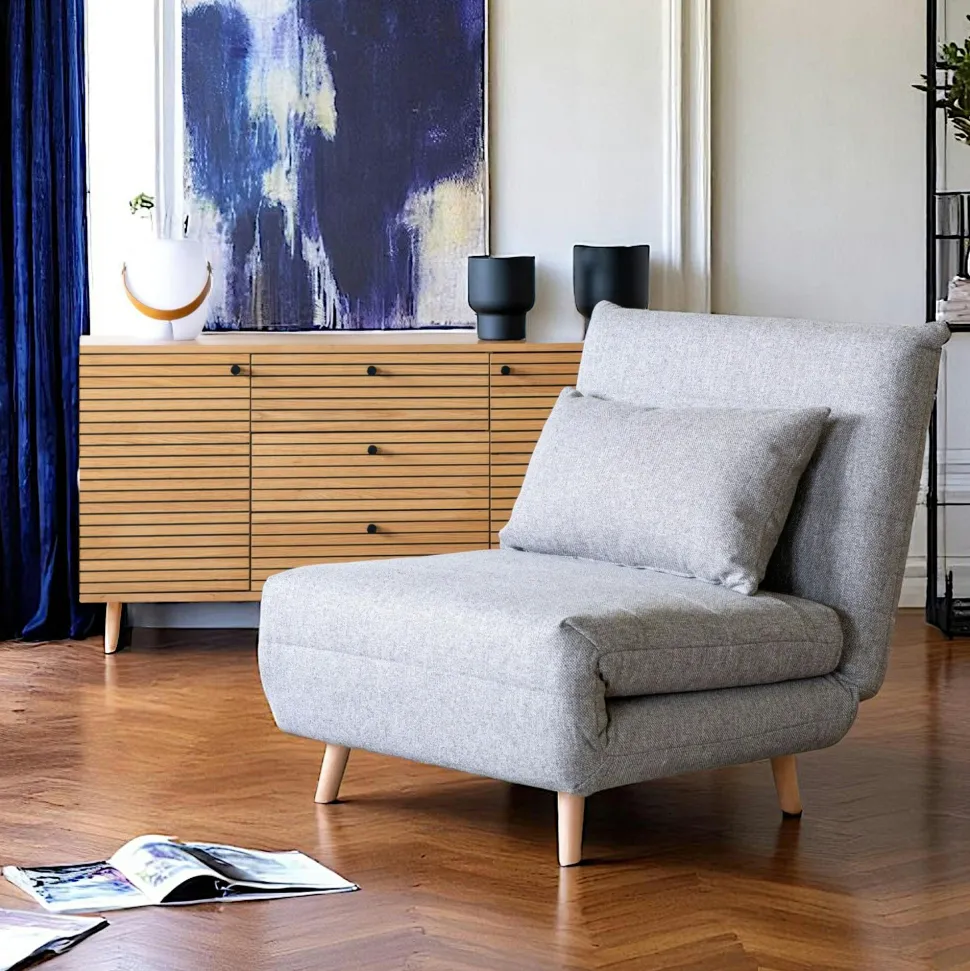 Fauteuil beige taupe en tissu BERLIN